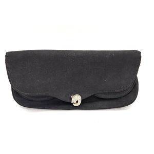 Vintage Garay Evening Bag Small Black Handbag Rhinestone Clip Closure Satchel